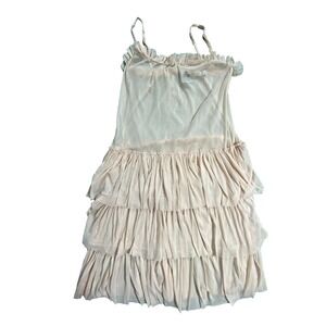 Mary Green Mini Dress Womens M Pink Sheer Nylon Ruffle Tiered Spaghetti Straps